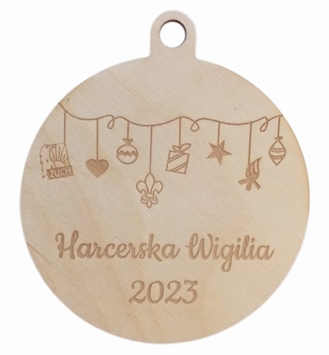 Przejdź do produktu drewniana bombka z grawerem - harcerska wigilia 