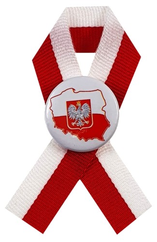Przejdź do produktu Przypinka kotylion ze wstążką biało-czerwoną