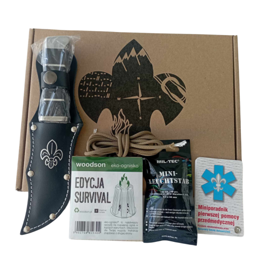 Przejdź do produktu zestaw prezentowy harcerski surwiwalowy - finka