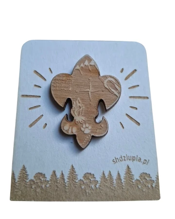 drewniany pin przypinka lilijka