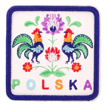 Magnes naprasowanka haft Polska folkowe koguciki